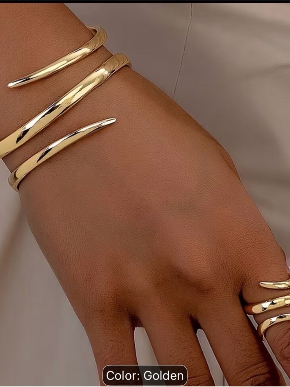 Gold Spiral Open Cuff Bracelet for Women